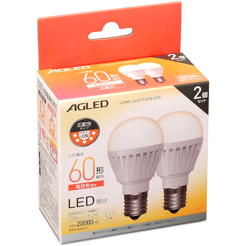 IRIS 522225 LED Bulb E17 Wide Beam Distribution 60W Equivalent Warm White Set of 2 (20,000 Hours) LDA6L-G-E17-6T6-E2P 1 Box