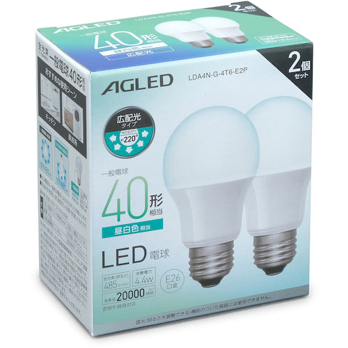 IRIS 572309 LED Bulb E26 Wide Beam Distribution 40W Equivalent Daylight White 2 Piece Set (20,000 Hours) LDA4N-G-4T6-E2P 1 Box