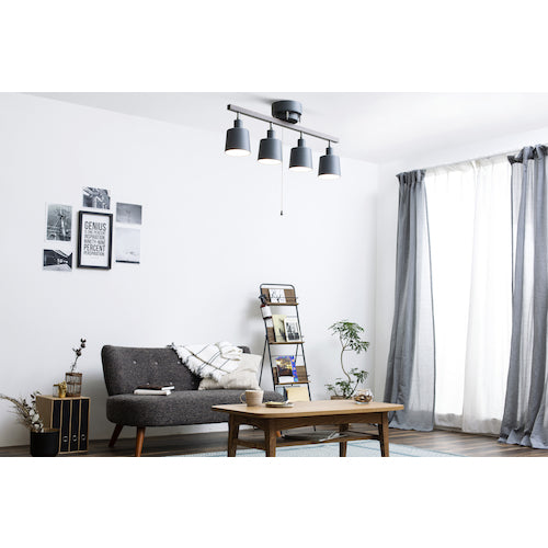 IRIS 537642 4-light ceiling light, straight, wood/gray, CE4LA-20S-UH, 1 unit