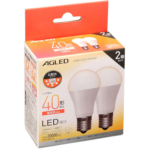 IRIS 522223 LED Bulb E17 Wide Beam Distribution 40W Equivalent Warm White Set of 2 (20,000 Hours) LDA4L-G-E17-4T6-E2P 1 Box