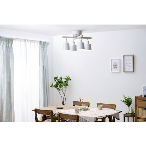 IRIS 537646 4-light ceiling light, cloth, wood/white, CE4LA-20C-UW, 1 unit