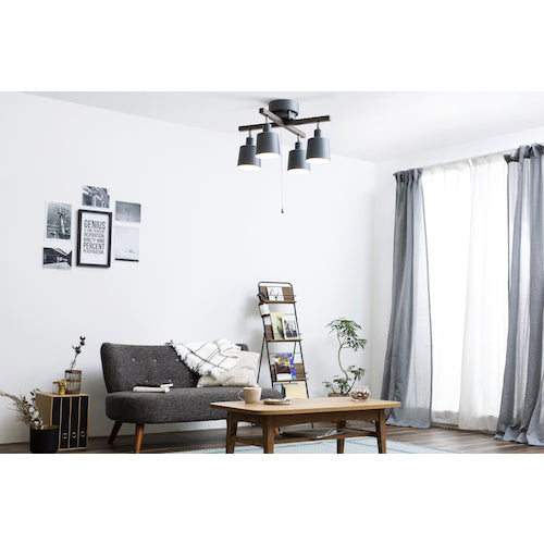 IRIS 537647 4-light ceiling light, cloth, wood/gray, CE4LA-20C-UH, 1 unit