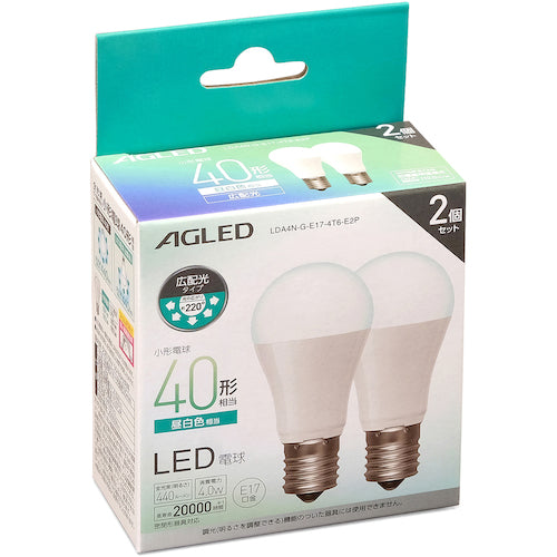 IRIS 522219 LED Bulb E17 Wide Beam Distribution 40W Equivalent Daylight White 2 Piece Set (20,000 Hours) LDA4N-G-E17-4T6-E2P 1 Box