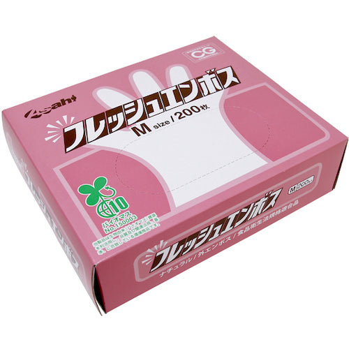 Asahi Biomass Polyethylene Gloves Fresh Embossed Box Medium (200 pieces) 11337 1 box