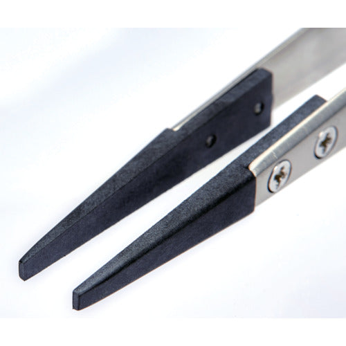 TRUSCO ESD Tip Tweezers, Flat Tip, Tip Width 3mm, EP-H3, 1 Piece