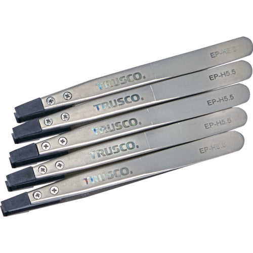 TRUSCO Bulk Purchase ESD Tip Tweezers Flat Tip Width 5.5mm Pack of 5 EP-H5.5-M5 1 S