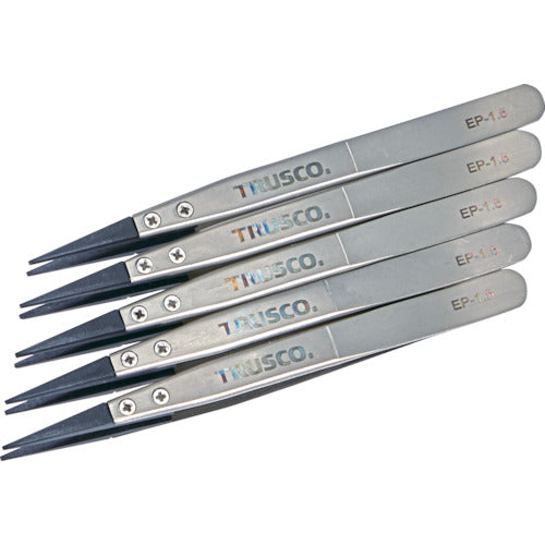 TRUSCO Bulk Purchase ESD Tip Tweezers Flat Tip Type Tip Width 1.5mm Pack of 5 EP-1.5-M5 1 S