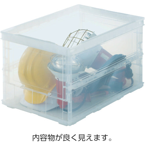 TRUSCO オリコン α折りたたみコンテナ スケルコン 20L 透明レッド 赤 TR-S20R 1 個