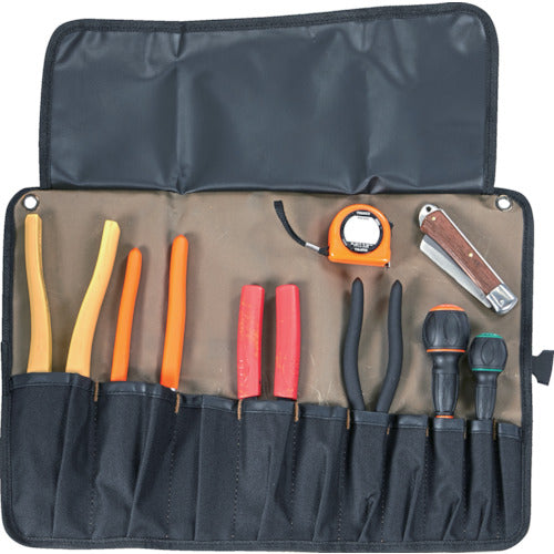 TRUSCO 전기 공사사 기능 시험 공구 9점입 툴 롤 세트 DKS-8B 1 S