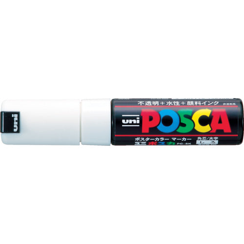 uni 水性顔料マーカー ポスカ 太字角芯 白 PC8K.1 1 本