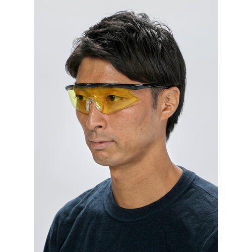 TRUSCO Single-lens safety glasses, black frame, yellow lens, TSG-1856Y, 1 unit