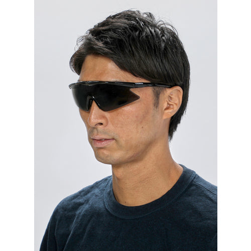 TRUSCO Single-lens safety glasses, black frame, gray lens, TSG-1856GY, 1 unit