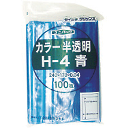 SEINICHI Ziplock Plastic Bags Unipack H-4 Semi-transparent Blue 240mm long x 170mm wide x 0.04mm thick 100 pieces H-4-CB 1 bag