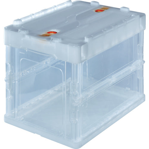 TRUSCO 오리콘 얇은 접이식 컨테이너 20L 록 뚜껑 포함 투명 투명 TR-C20B-TM 1개