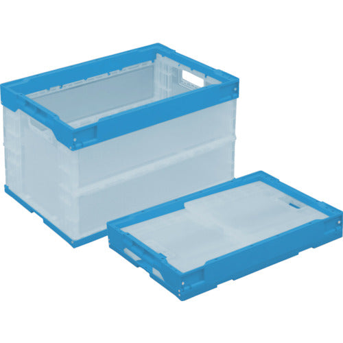 TRUSCO 오리콘 α 접이식 컨테이너 50L 투명 블루 TR-S50TMB 1개