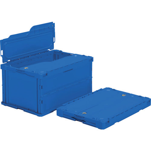 TRUSCO 오리콘 얇은 접이식 컨테이너 75L 슬라이드 록 뚜껑 포함 다크 블루 다크 블루 TR-C75B-DB 1 개