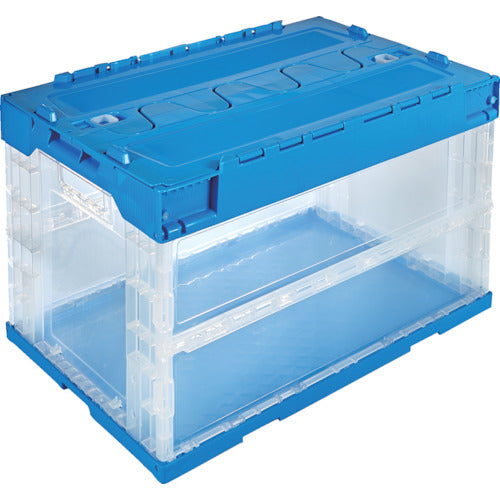 TRUSCO Oricon Alpha Folding Container 50L with Slide Lock Lid Transparent Blue TR-SC50TMB 1 pc
