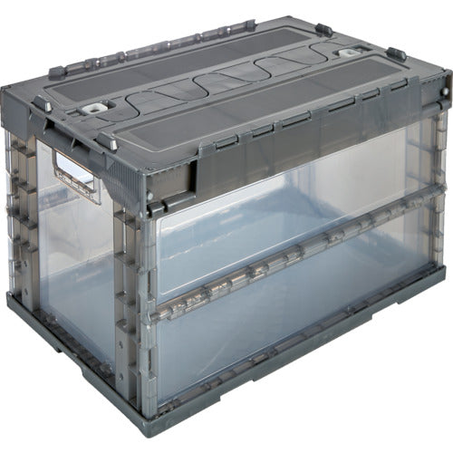 TRUSCO Oricon Alpha Folding Container 50L with Slide Lock Lid Transparent Black TR-SC50TMBK 1 pc