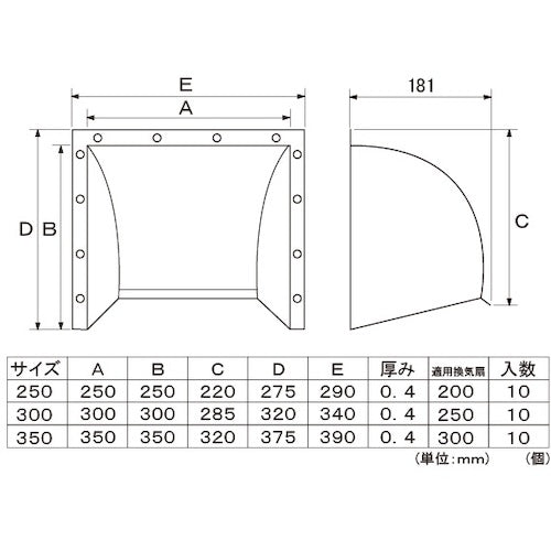 Fujitec Stainless Steel Ventilator Cover 250mm 47905 1 pc