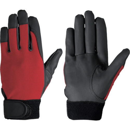 シモン 合皮手袋 作業手袋 袖口マジックバンド式 ハンドバリア #20 レッド L HB20 L 1 双