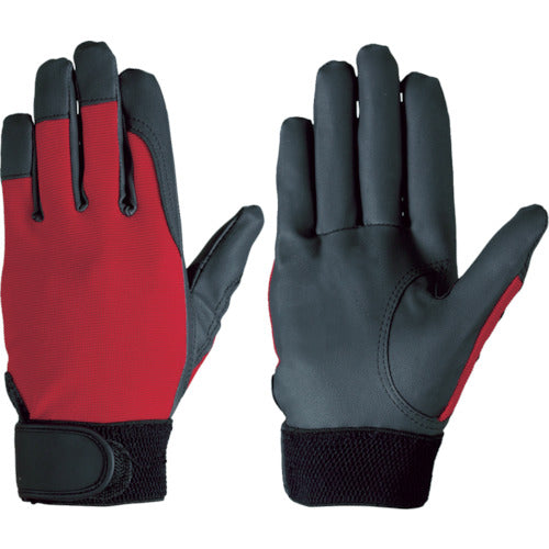 シモン 合皮手袋 作業手袋 袖口マジックバンド式 ハンドバリア #20 レッド M HB20 M 1 双