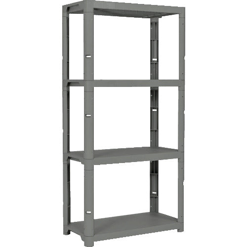 TRUSCO Plastic Shelf, Height 1800mm, 4 Tiers, 4 Corner Caps Included, Arsenal Gray, TPT-6344C-DG, 1 Unit