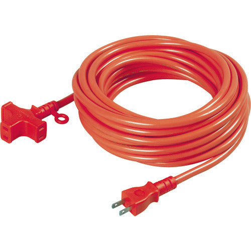 NICHIDO Cross Triple Extension Cord, No Ground, 10m, Red, MRS-10-R, 1 Piece