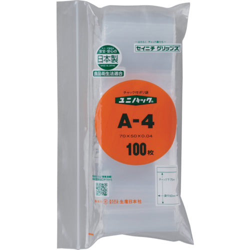 SEINICHI "UNIPACK" A-4 70 x 50 x 0.04 100 sheets A-4-100 1 bag