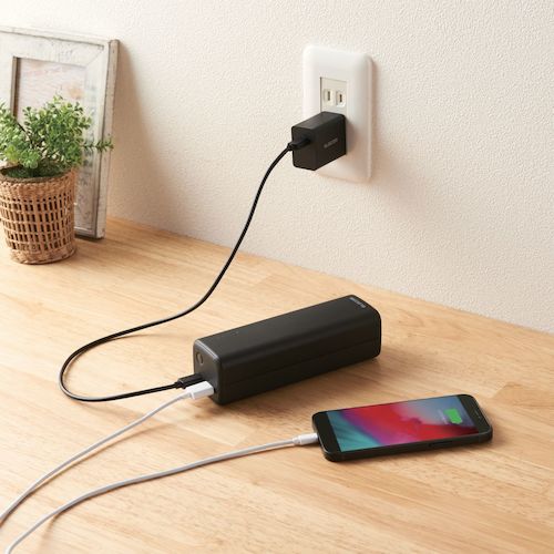 ELECOM Mobile Battery USB PD Certified 20100mAh 52.5W USB-C1 Port USB-A1 Port DE-C33L-20000BK 1 pc