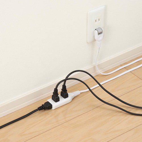 YAZAWA Surge-Resistant Tap, 3 Outlets, 1m, White, Y02S301WH, 1 pc
