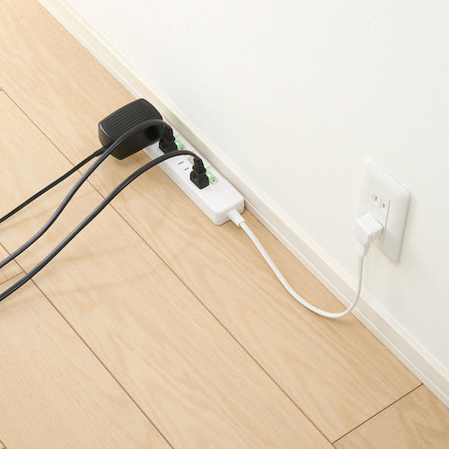 YAZAWA 4-port power-saving strip, 2m, white, H8S442WH, 1 unit