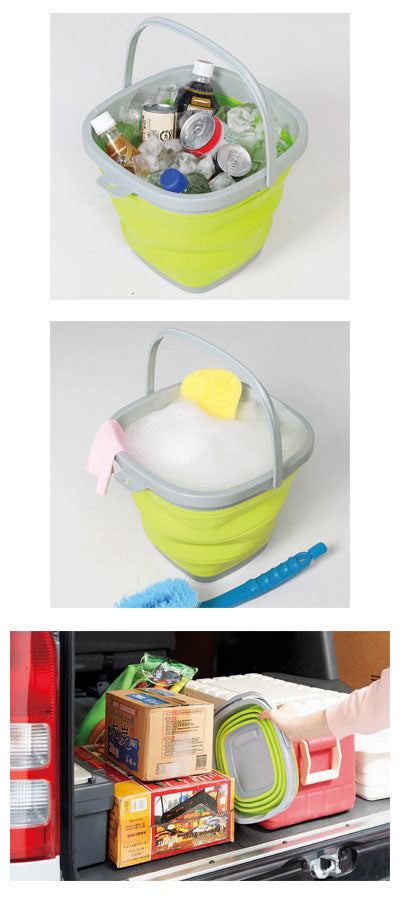 Thin foldable bucket / 10L Green 1 piece