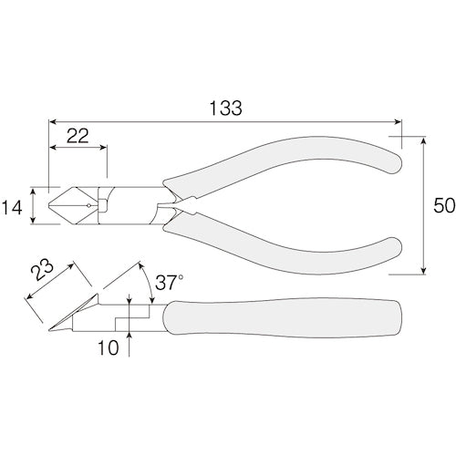 HOZAN ストリップ穴付斜ニッパー 切断能力:鉄線Φ1.2、銅線Φ2.0 N-5-125 1 丁