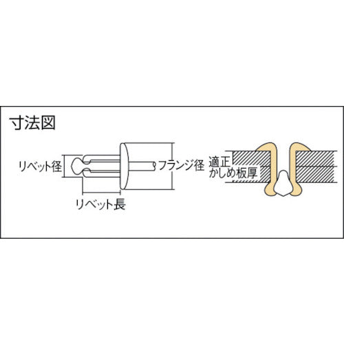 새우 고강도 블라인드 리벳 S볼트(둥근 머리) Φ6.4/판 두께 9.5mm(100개입) SNS64095EB 1상자