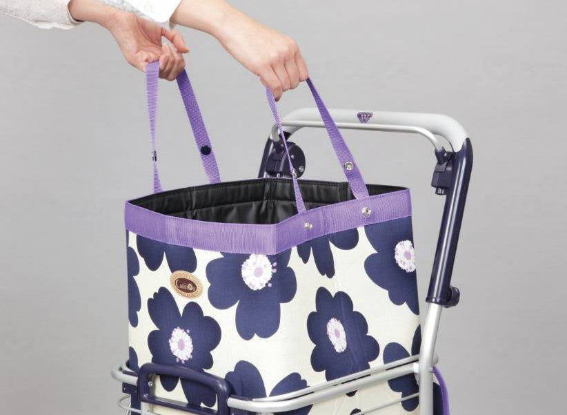 Yuba Sangyo Aluminum Wire Cart with Brake (Floral Pattern) Floral Pattern Blue