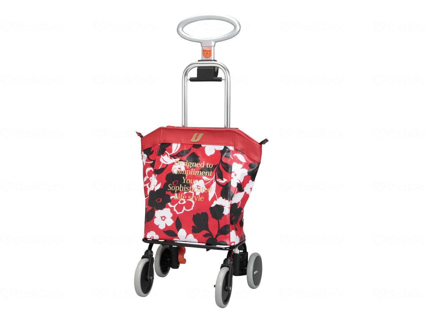 Yuba Sangyo 4-wheel type shopping cart up line floral red