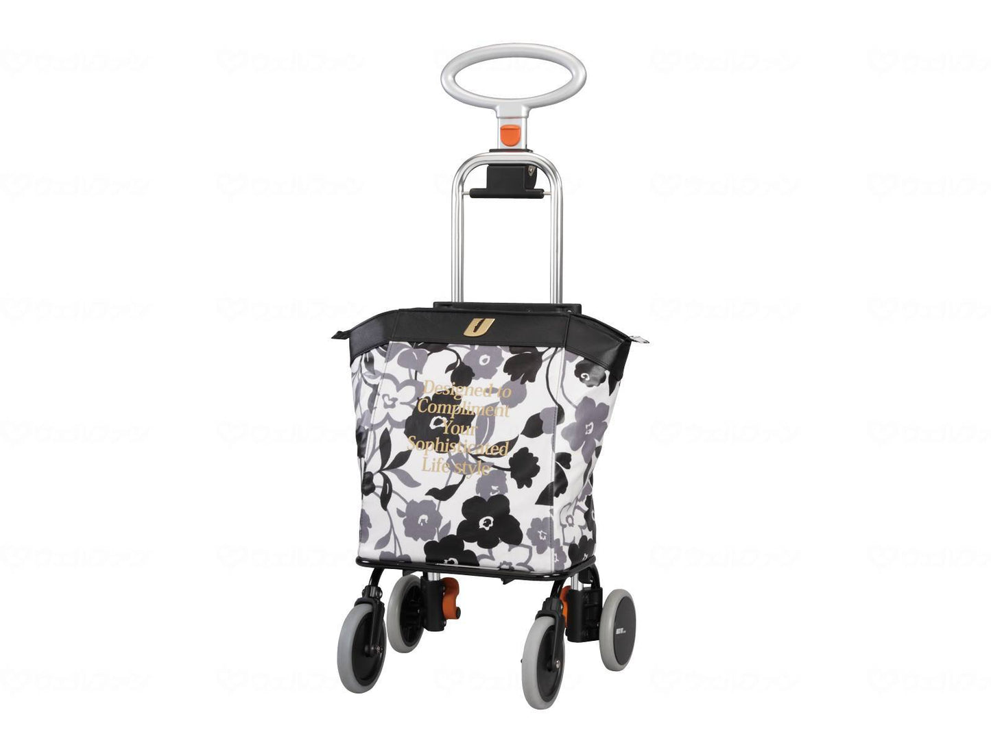 Yuba Sangyo 4-wheel type shopping cart up line floral black