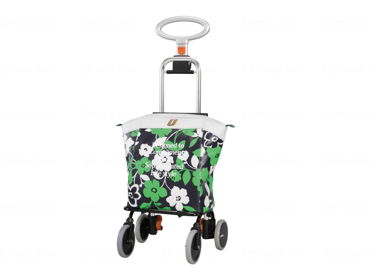 Yuba Sangyo 4-wheel type shopping cart, up line, floral navy
