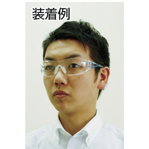 야마모토 일안형 세이프티 글라스 렌즈 컬러 클리어 템플 컬러 블루 JIS 규격품 LF-201 1개