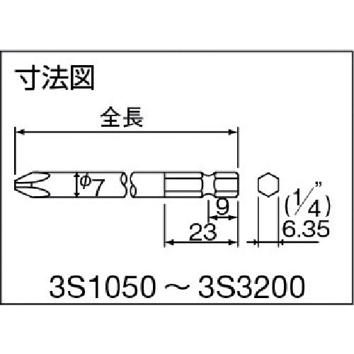 ナック ドライバービット シングル 差込6.35xNo.3x50L 3S3050 10 本