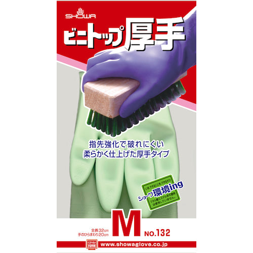 SHOWA 염화 비닐 장갑 No132 비니 탑 두꺼운 그린 M 사이즈 NO132-MG 1 쌍