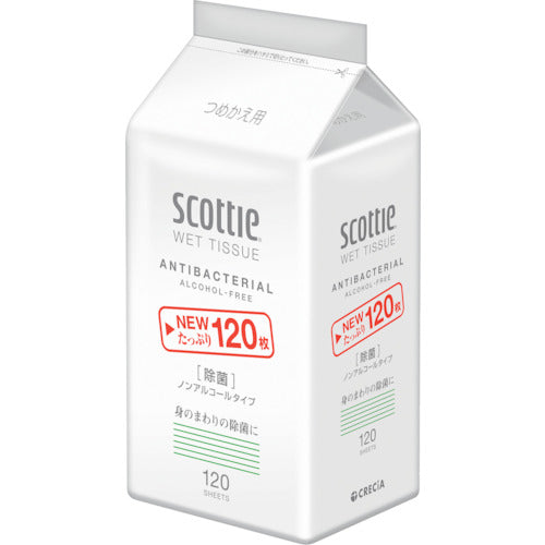 クレシア スコッティ ウェットティシュー除菌 ノンアルコールタイプ 120枚詰替え用 77024 1 PK