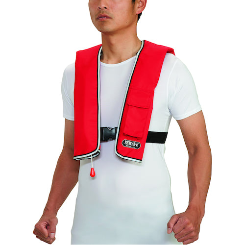 OCEANLIFE 자동 팽창식 숄더 타입 작업용 라이프 재킷 블루 TYPE A LG-1-BL 1 착용