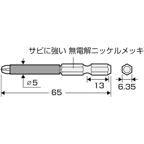 アネックス スリムチューブカラービット +2×65 ASP1-2065 1 本