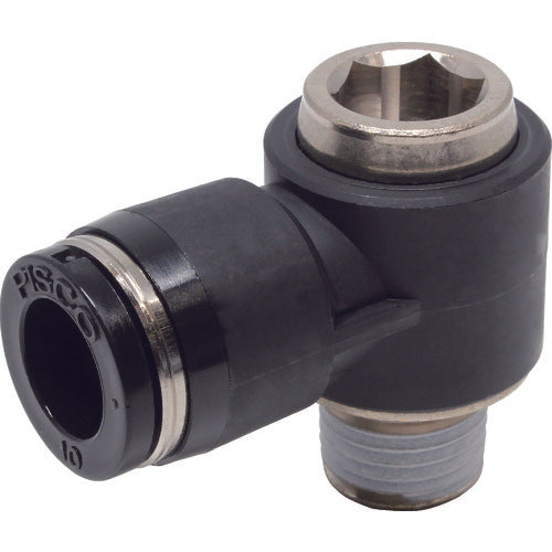 PISCO 튜브 피팅 육각 구멍 부착 유니버설 엘보 튜브 10 접속 구경 R1/4 POL10-02 1개