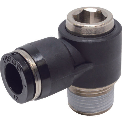 PISCO 튜브 피팅 육각 구멍 부착 유니버설 엘보 튜브 10 접속 구경 R3/8 POL10-03 1개