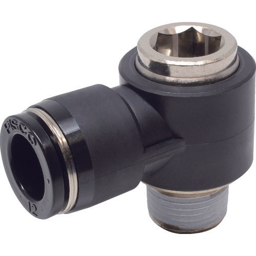 PISCO 튜브 피팅 육각 구멍 부착 유니버설 엘보 튜브 12 접속 구경 R3/8 POL12-03 1개