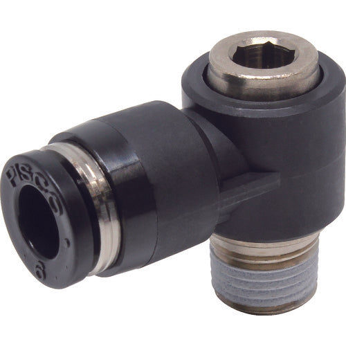 PISCO 튜브 피팅 육각 구멍 부착 유니버설 엘보 튜브 6 접속 구경 R1/8 POL6-01 1개