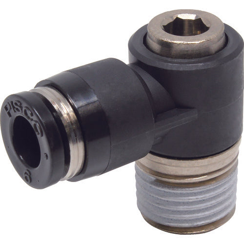 PISCO 튜브 피팅 육각 구멍 부착 유니버설 엘보 튜브 6 접속 구경 R1/4 POL6-02 1개