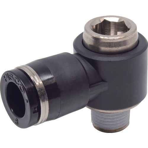 PISCO 튜브 피팅 육각 구멍 부착 유니버설 엘보 튜브 8 접속 구경 R1/8 POL8-01 1개